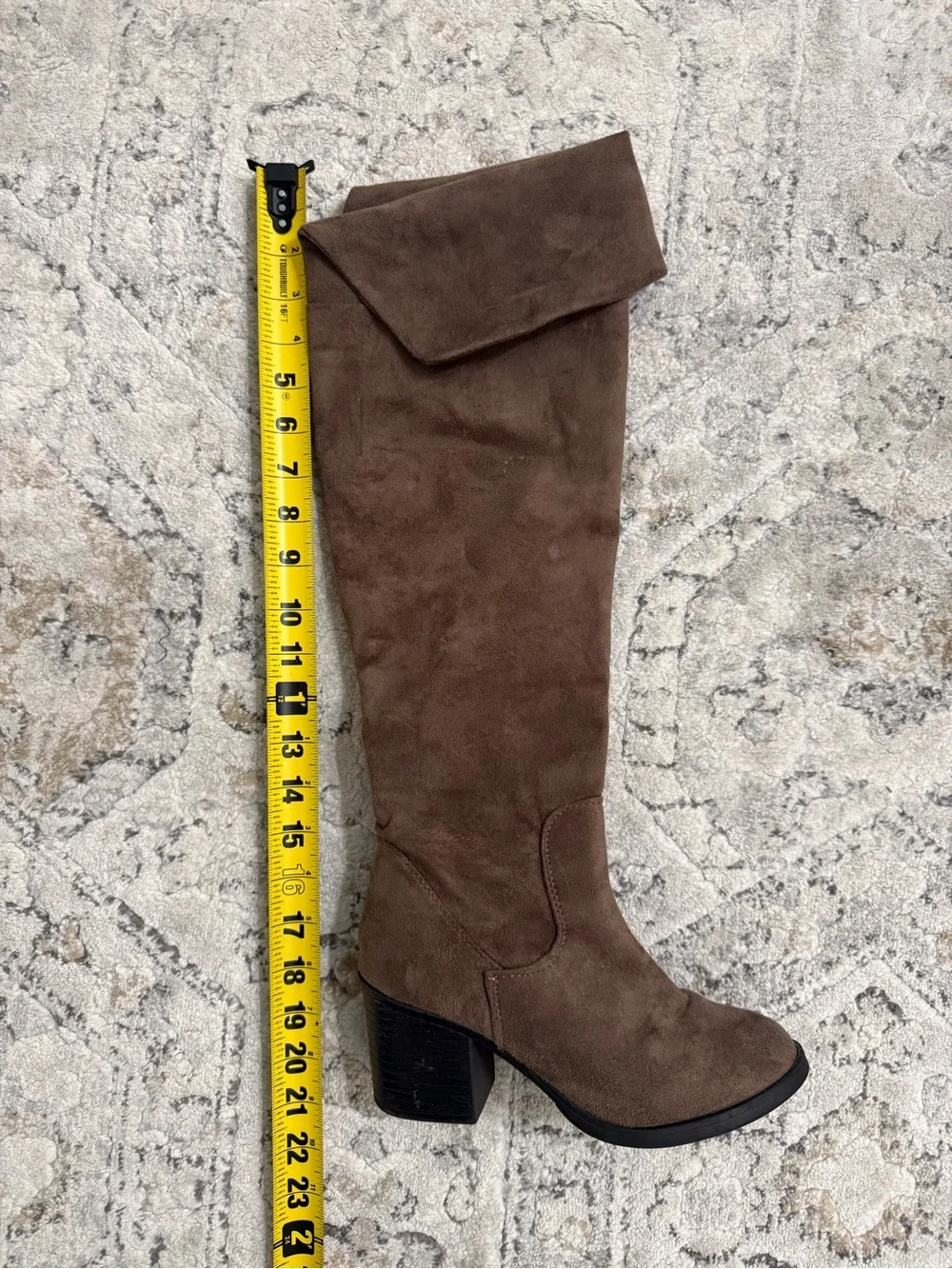 Women's Brown Suede Knee-High Block Heel Boots Size 7